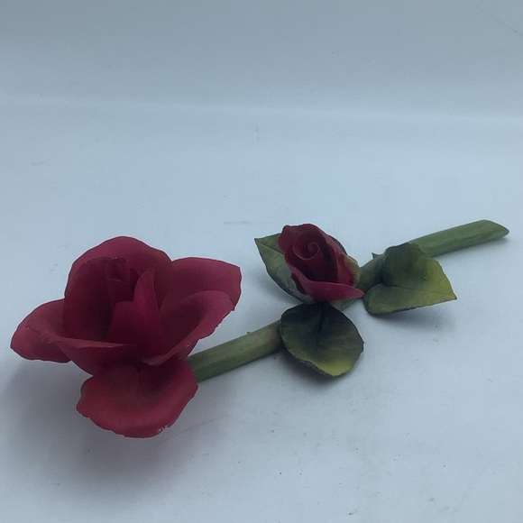 Capodimonte Italy Napoleon Porcelain Red Rose Stem - Picture 2 of 14